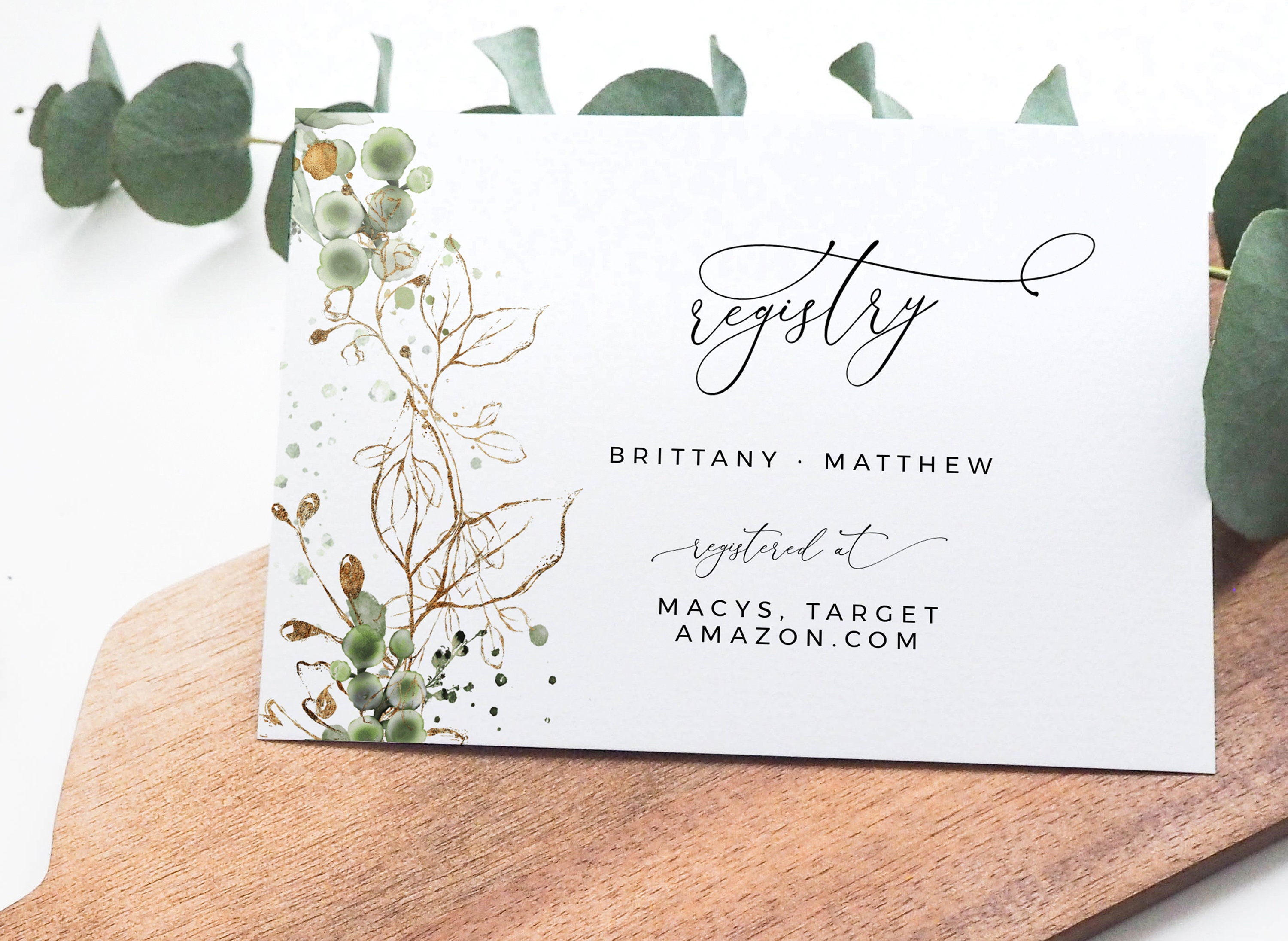 CLEO Gold Gift Registry Card Template Wedding Registered at - Etsy