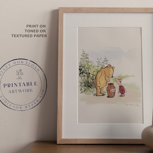 POOH - Druckbare Winnie-The-Pooh Klassiker, Baby-Dusche, Pooh-Geburtstagsfeier, Kinderzimmer-Dekorationskarten, 5x7 8x10 11x14 A.A. Milne