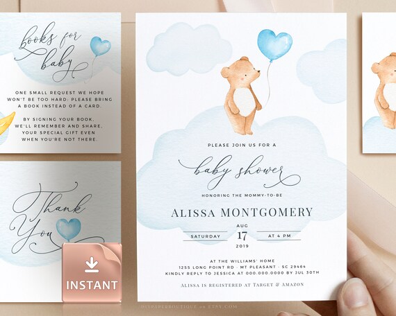 we can bearly wait baby shower invitations