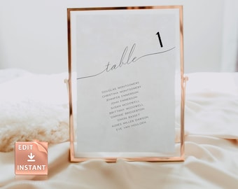 ELLE - Minimalist Wedding Table Number Template, Simple Table Numbers, Modern Printable Table Numbers, Clean Table Number Cards, DIY Instant