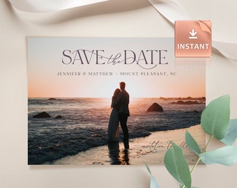 Photo Save the Date Card, Modern Picture Save Our Date, Printable Save the Date Template, Save the Date, Minimalist Custom Photo Card