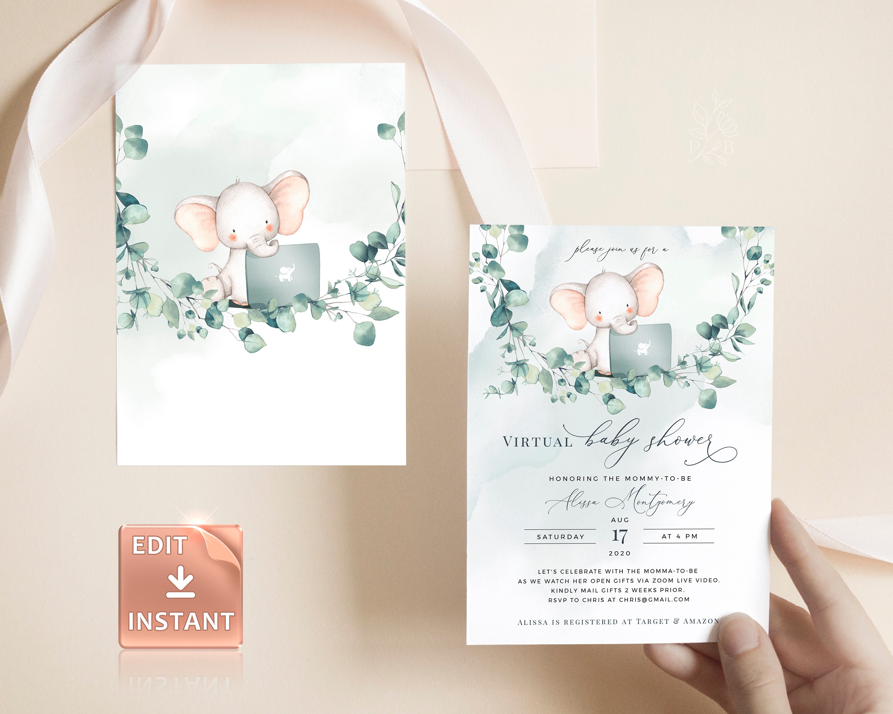 Zoom Baby Shower Invitation Virtual Baby Shower Etsy