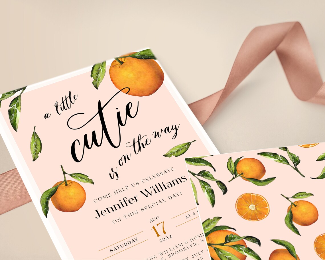 NAVEL Clementine Baby Shower Invitation A Little Cutie is on Etsy