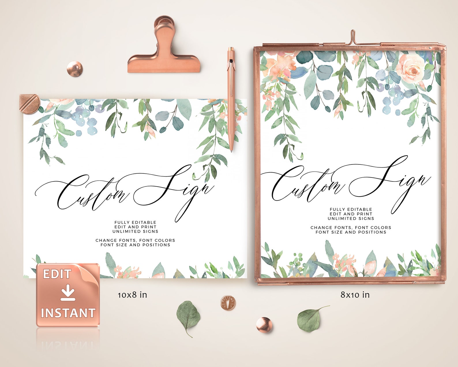 TIFF Custom Bridal Shower Signs Instant Download Blush | Etsy