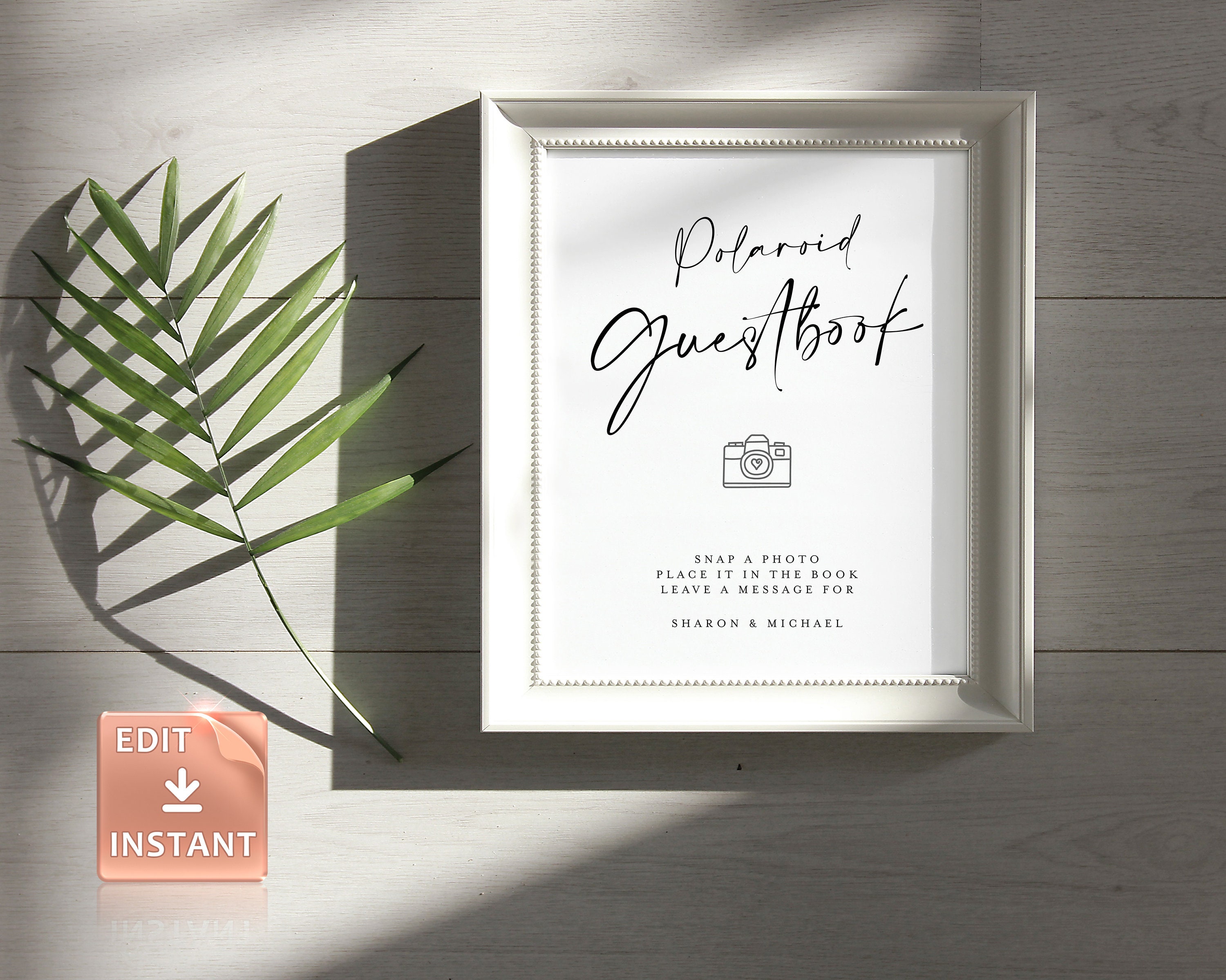 Polaroid Guest Book Sign Eucalyptus Printable Wedding Guestbook Signs 4x6  5x7 8x10 Instant Download PDF JPEG Template 