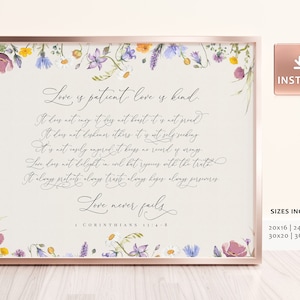 1 Korinther 13 Wildblumen Zeichen: Hochzeit & Schlafzimmer Deko (Digitaler Download)