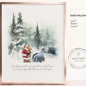 POOH Weihnachten mit Eeyore - Printable Winnie-The-Pooh Zitat, Geburtstagsparty, Kinderzimmer Dekoration Karten, Baby Shower