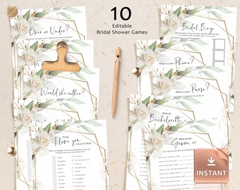 Editable Bridal Shower Games Bundle: Floral Design (Instant Download)