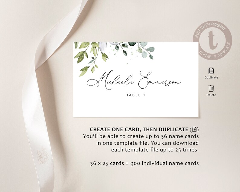 Editable Wedding Place Cards Template Avery Wedding Name Etsy