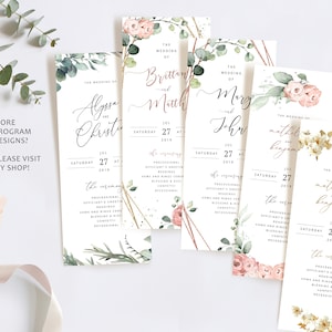 MARI Trifold Wedding Programs with Eucalyptus, Folded Boho Ceremony Template, Rustic Rosemary Greenery Download, Editable Order Of Service image 10