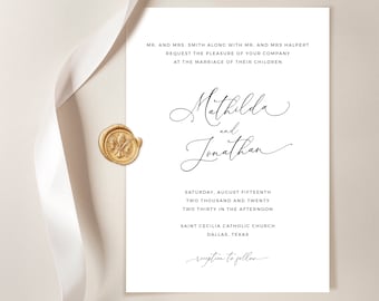 Modern Minimalist Wedding Invitation Template Suite, Wedding Invitation Template Download, Wedding Invitations, Printable DIY Invites Set