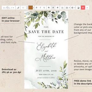 REESE Save the Date Evite, Smartphone Electronic Invitation, Greenery Digital Template, Save Our Date Evite, Instant Download image 2