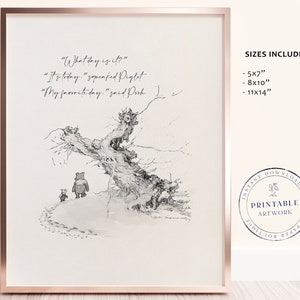 POOH - Druckbereites klassisches Zitat von Winnie-The-Pooh, Baby-Dusche, Geburtstagsfeier, Kinderzimmer-Dekorationskarten, 5x7 8x10 11x14 A.A. Milne