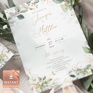 Boho Wedding Program Fan Template: CLEO Editable Ceremony (Digital Download)