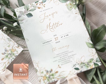 Boho Wedding Program Fan Template: CLEO Editable Ceremony (Digital Download)