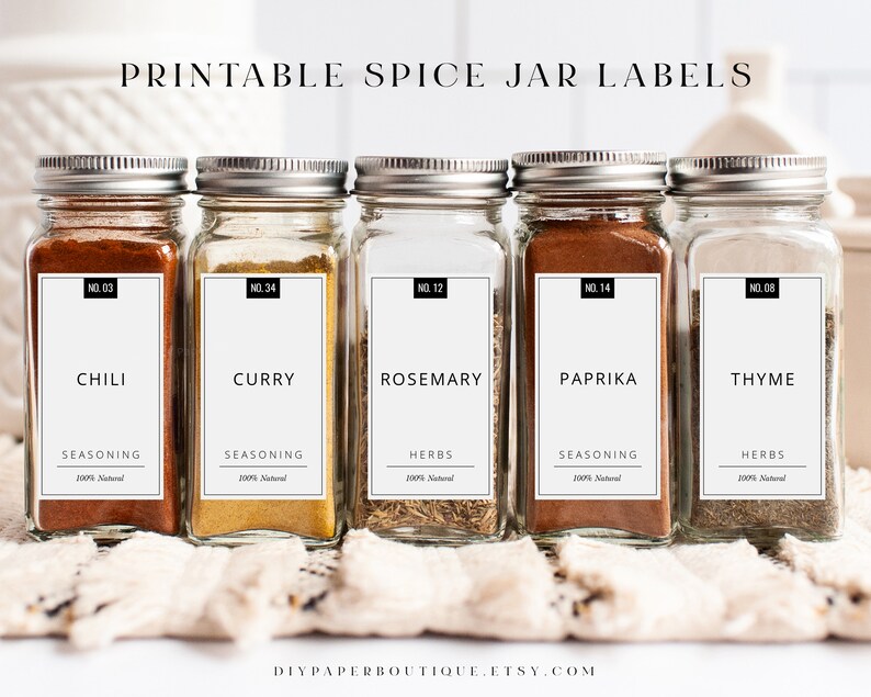 DIY Spice Jar Label Template Modern Minimalist Jar Stickers Etsy