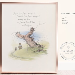 POOH - Druckbereites klassisches Zitat von Winnie-The-Pooh, Baby-Dusche, Geburtstagsfeier, Kinderzimmer-Dekorationskarten, 5x7 8x10 11x14 A.A. Milne