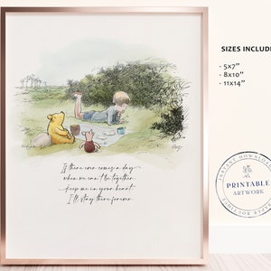 POOH - Citazione classica di Winnie-the-Pooh stampabile, Baby Shower, Festa di compleanno, Centrotavola per la cameretta dei bambini, 5x7 8x10 11x14 A.A. Milne