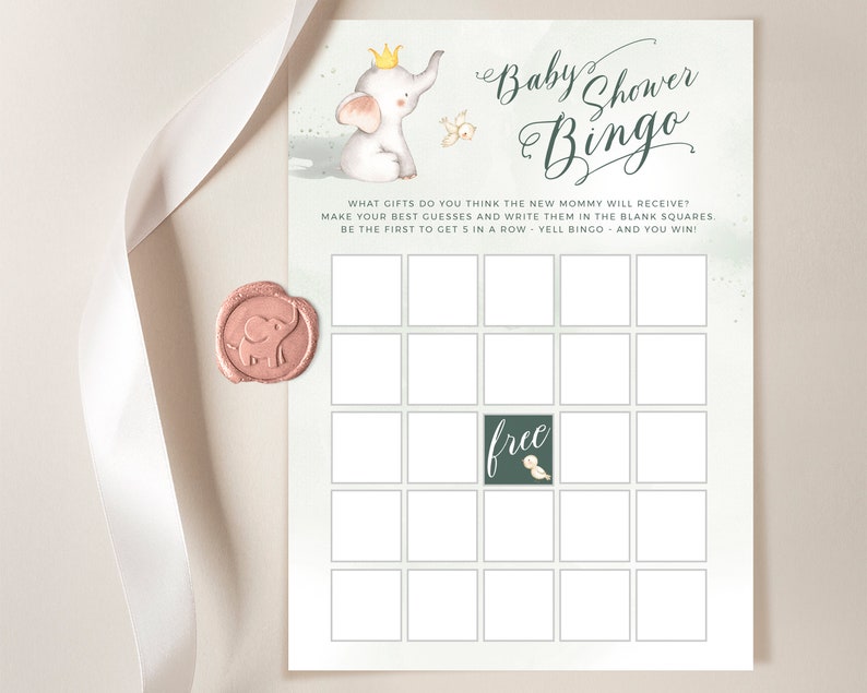 Elephant Baby Shower Bingo Cards Printable Baby Shower Bingo Etsy Canada