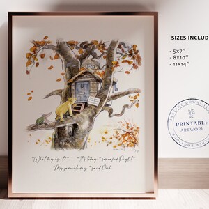 POOH - Druckbare Winnie-The-Pooh Klassiker, Baby-Dusche, Pooh-Geburtstagsfeier, Kinderzimmer-Dekorationskarten, 5x7 8x10 11x14 A.A. Milne