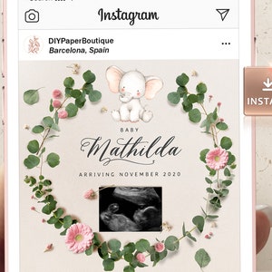 Editable Baby Announcement: Social Media Pregnancy Reveal (Digital)