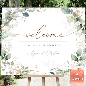 Boho Wedding Welcome Sign: Floral Custom Signage (Digital Download)