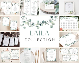 Eucalyptus Wedding Invitation Template Kit: Boho Stationery (Download)