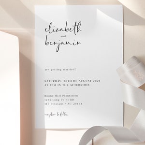 LIRICA - Modello di invito a nozze minimalista, cancelleria per calligrafia, set di matrimonio modificabile e stampabile, inviti minimalisti moderni