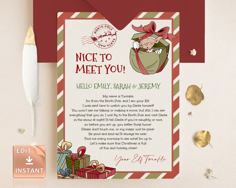 Printable Elf Arrival Letter Editable Return Letter Christmas Etsy