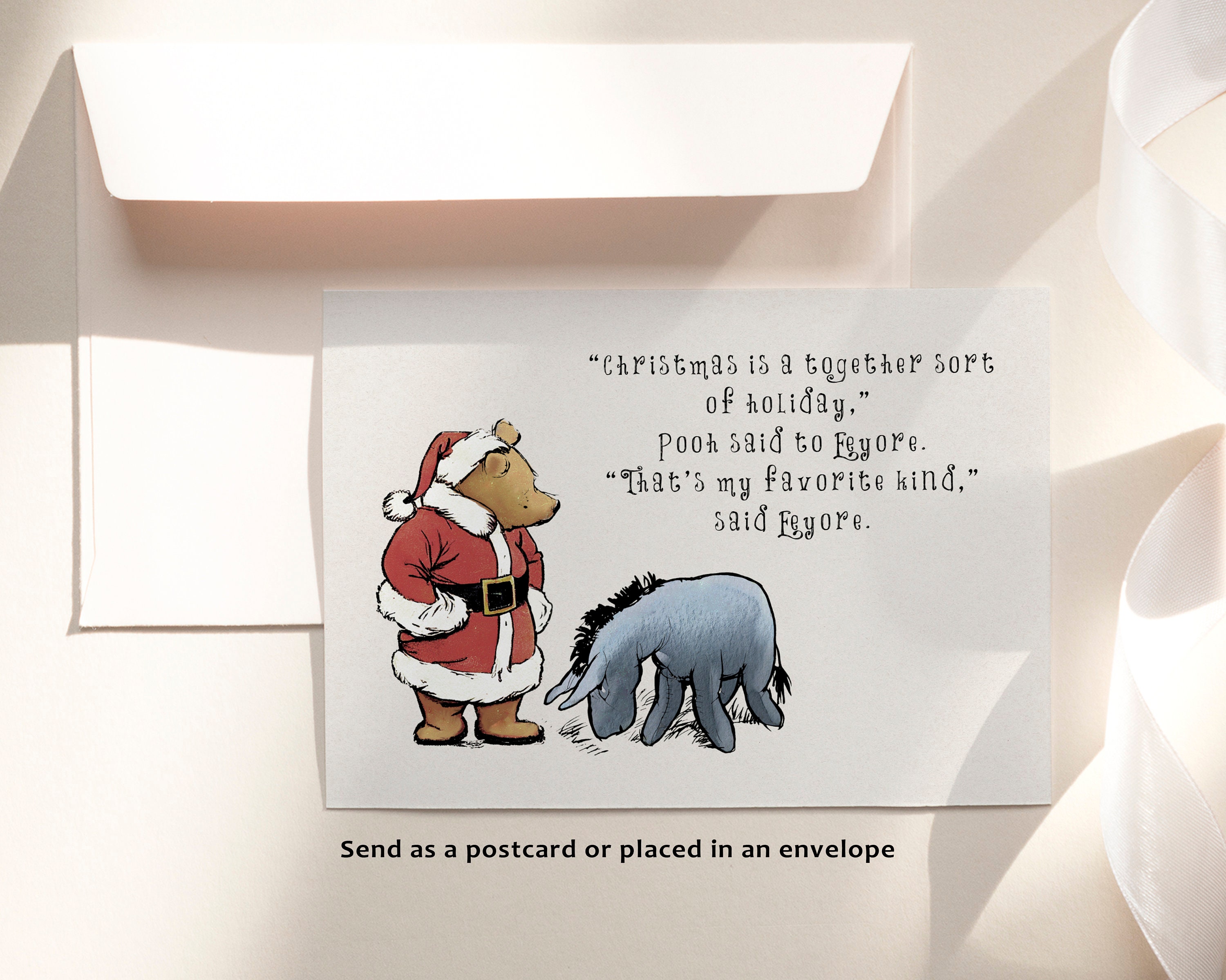 winnie-the-pooh christmas card printable, digital postcards, pooh