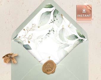 Eucalyptus Envelope Liner Template: A6, A7 Euro Flap (Instant Download)