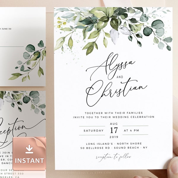 REESE - Wedding Invitation Templates, Wedding Invites, Wedding Invitations, Printable Wedding Templates, Instant Download, Templett Invites