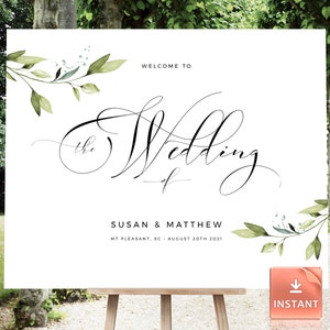 Calligraphy Wedding Welcome Sign: Custom Boho Signage (Digital Download)