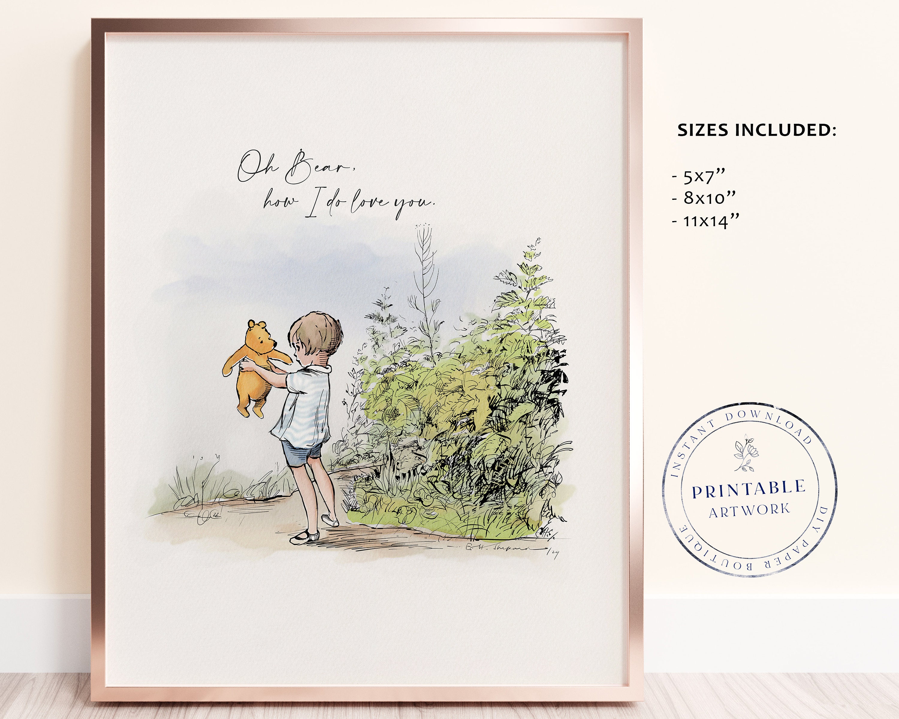 POOH Printable Winnie the Pooh Classic Baby Shower Pooh - Etsy