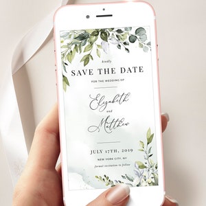 REESE Save the Date Evite, Smartphone Electronic Invitation, Greenery Digital Template, Save Our Date Evite, Instant Download image 8