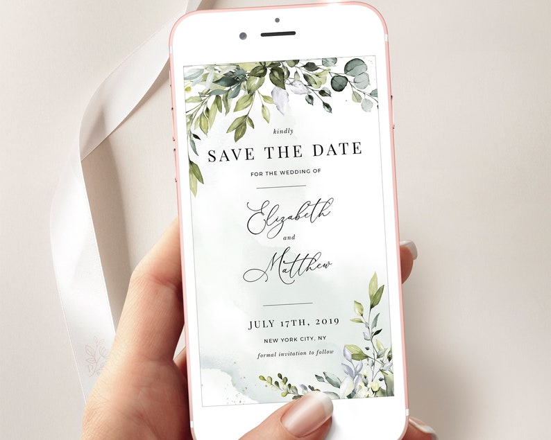 REESE Save the Date Evite, Smartphone Electronic Invitation, Greenery Digital Template, Save Our Date Evite, Instant Download image 8