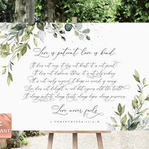 REESE - 1 Corinthians 13 sign, Wedding Welcome Sign, Master Bedroom Wall Decor, Love is Patient Love is Kind Sign, Love is Sign, Wall Decor