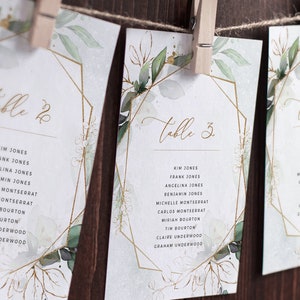CLEO - Geometric Seating Chart Cards, Seating Chart Wedding, Printable Seating Plan, Seating Template, Hanging Seating Board, Table Template