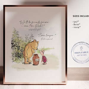 Freunde für immer Winnie-the-Pooh Classic Poster, Baby Shower, Pooh Geburtstagsparty, Kinderzimmer Dekoration, 5x7 8x10 11x14 A.A. Milne
