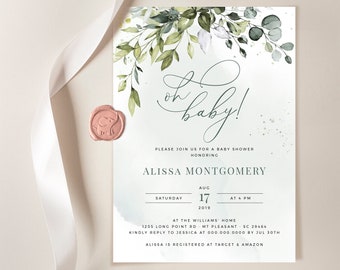 Greenery Baby Shower Invitation: Eucalyptus Invite Suite