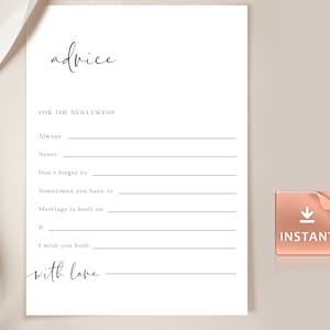 LYRIC - Afdrukbare huwelijksadvieskaarten, bruid-bruidegomadvies voor het pasgetrouwde stel, advieskaart voor huwelijksadvies, advieskaarten DIY-advieskaarten