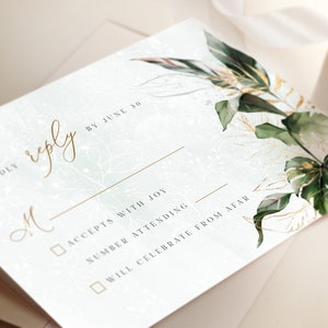 Tropical Wedding Invitation Template, Tropical Wedding Invite Kit, Greenery Invitations, Botanical Editable Ceremony Invites, Instant Edit image 9