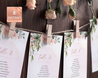 Blush Floral Wedding Seating Chart Template (Printable)