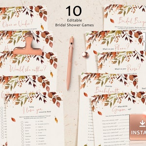 Fall Bridal Shower Games: Sienna Editable Set (Printable)