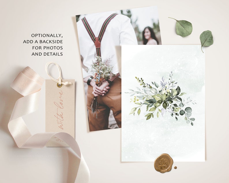 Editable Greenery Wedding Invitation Template, Boho Watercolor Eucalyptus Wedding Invite, Bohemian Wedding Templates, Instant Download REESE image 5