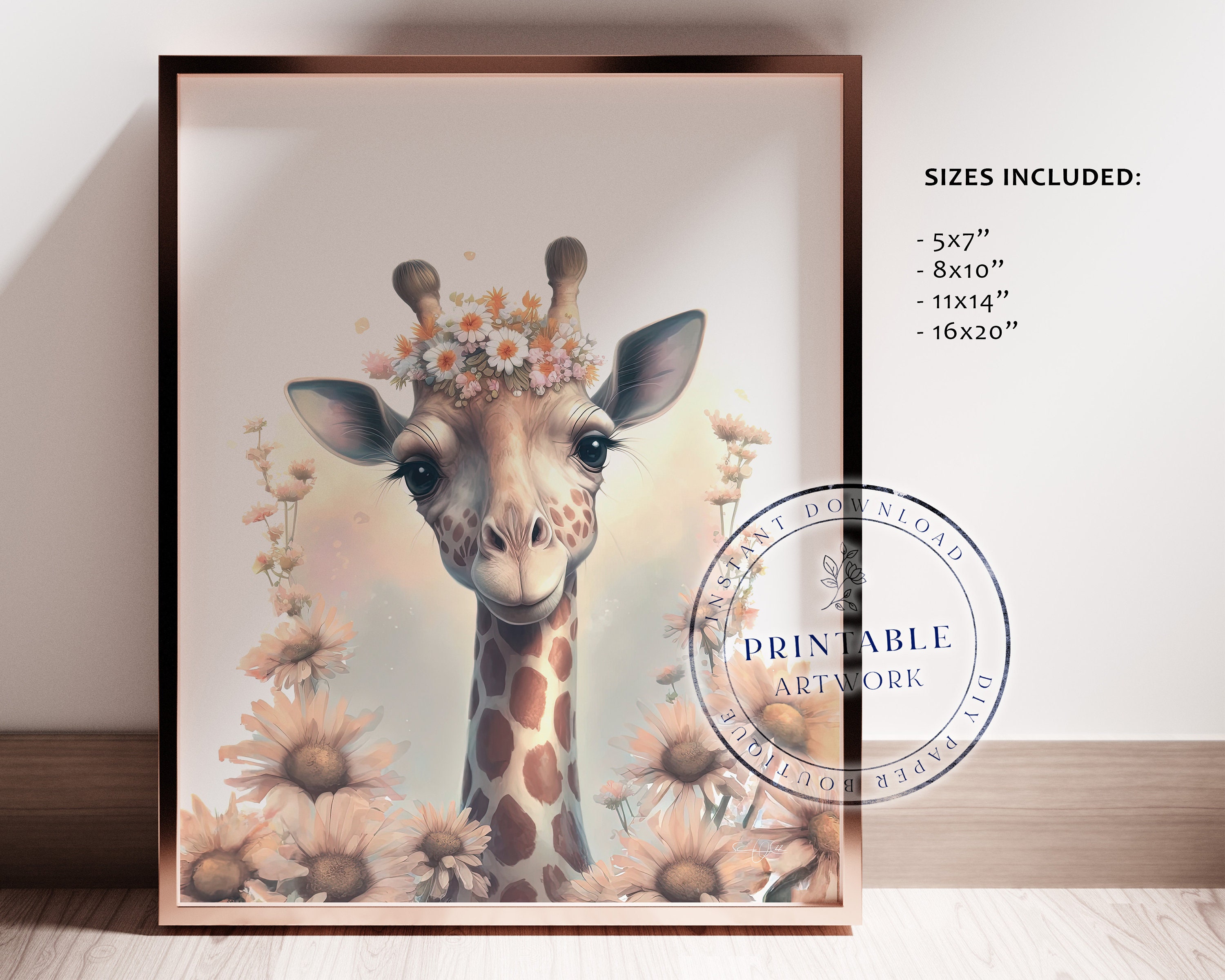 Baby Giraffe Nursery Art PRINTABLE Nursery Wall Art Giraffe Etsy