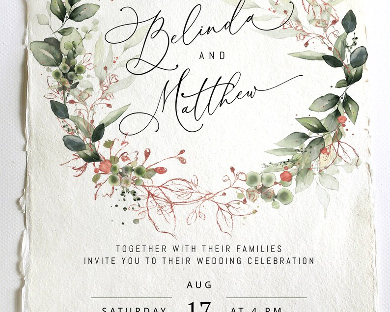 LUMI Faux ROSE GOLD Copper Wedding Invitation Template Etsy