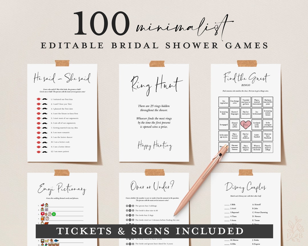 Bridal Shower Games, Printable Bridal Shower Games, Minimalist Wedding  Shower Games, Editable Modern Bridal Party Games, Bride or Groom