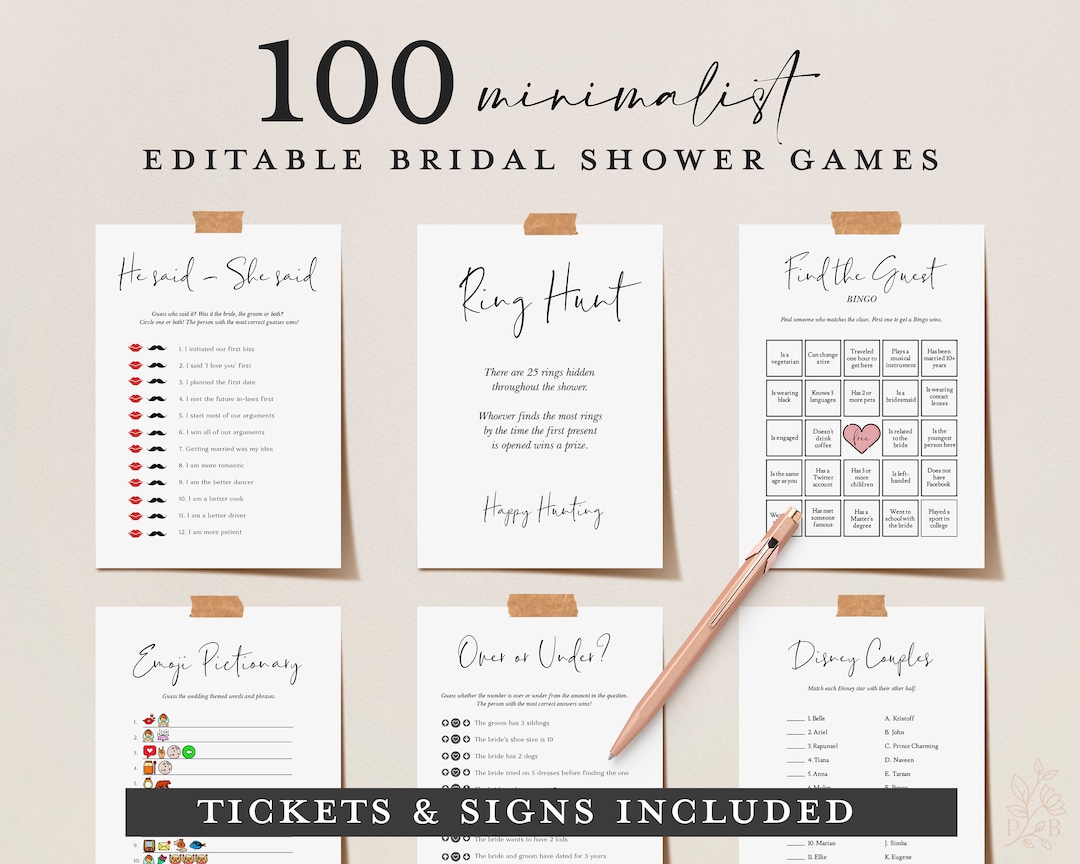 Bridal Shower Games, Printable Bridal Shower Games, Minimalist Wedding  Shower Games, Editable Modern Bridal Party Games, Bride or Groom