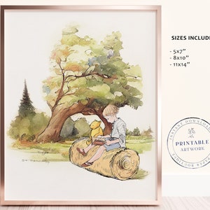 Biglietti stampabili Winnie the Pooh Classic, Baby Shower, Festa di compleanno di Pooh, Centrotavola per la cameretta dei bambini, 5x7 8x10 11x14 A.A. Milne